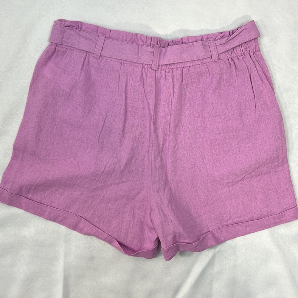 New! Revamped lilac linen blend shorts with tie waist Large - Picture 5 of 10
